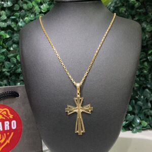 CORRENTE TIJOLINHO + PINGENTE CRUZ