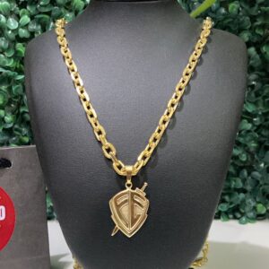 CORRENTE CADEADO + PINGENTE FÉ ESCUDO